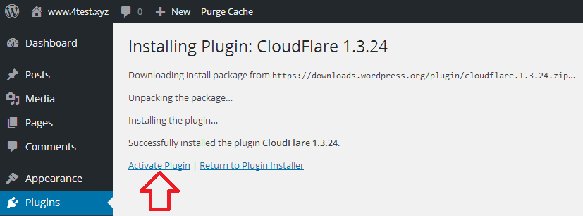 Step7.1 Activate CloudFlare WordPress Plugin