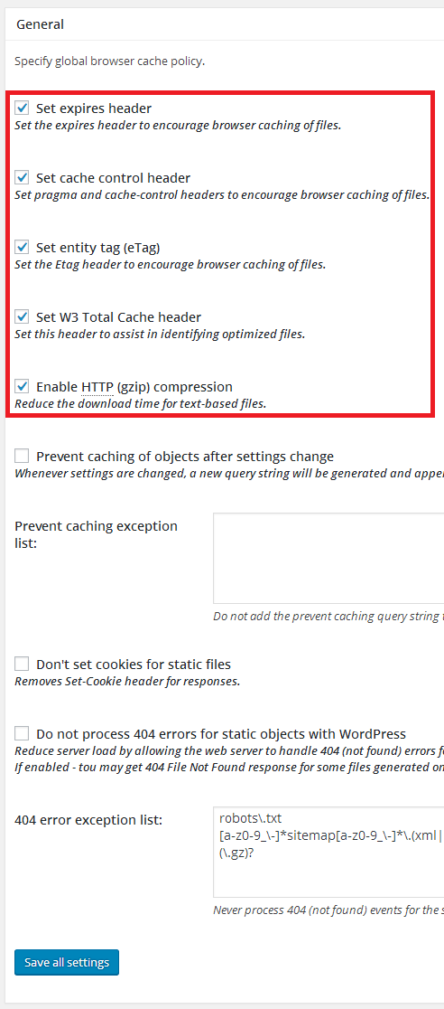 Step7.8 CloudFlare W3 Total Cache Browser Cache General Section