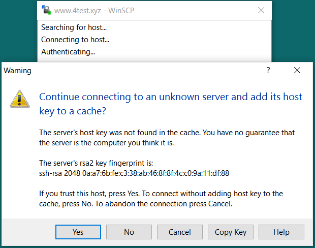 Step8.1.2 SFTP Connection Warning Message